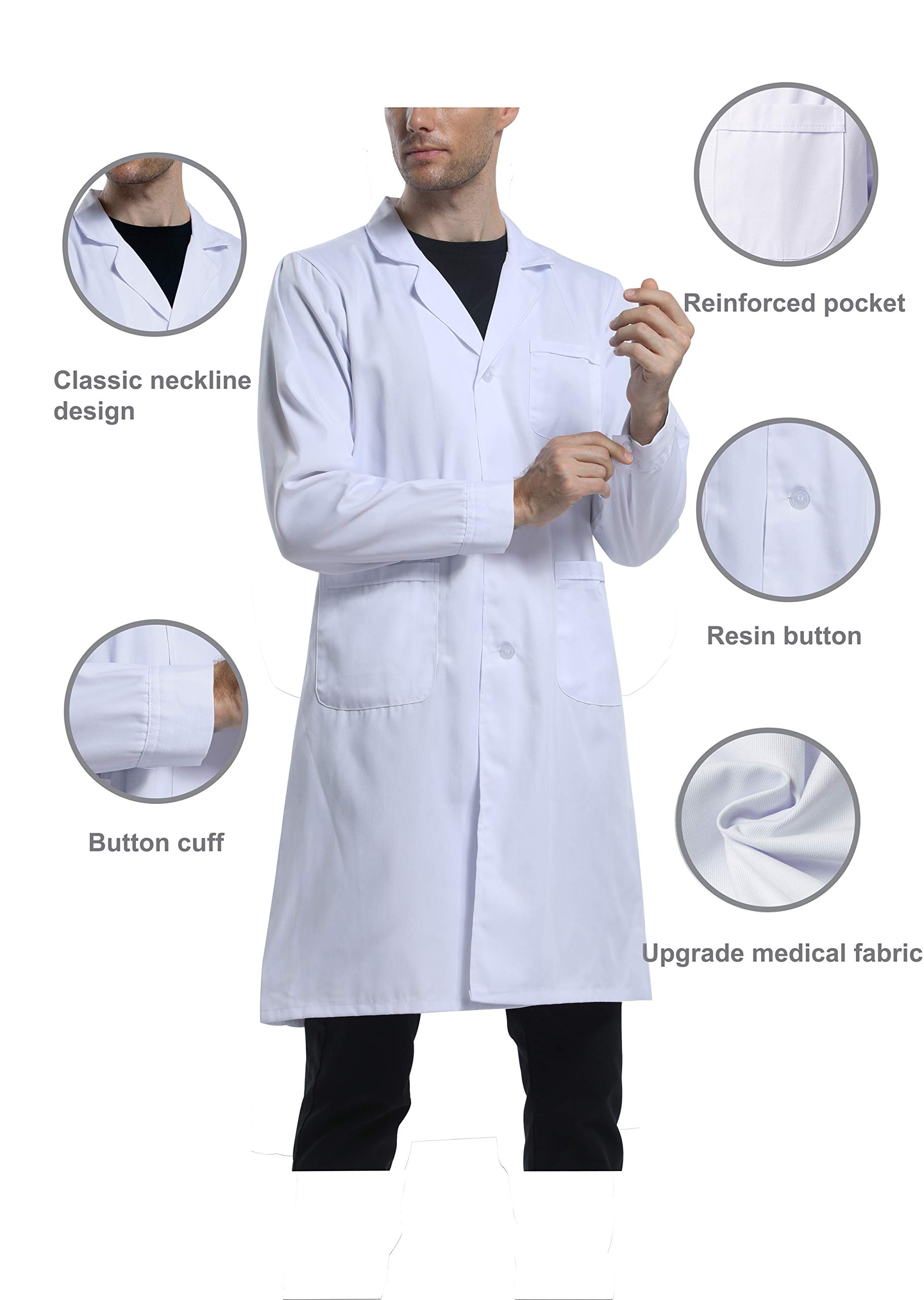 Fartuch laboratoryjny męski bawełna biały odzież robocza fartuch biały aktualizacja tkaniny