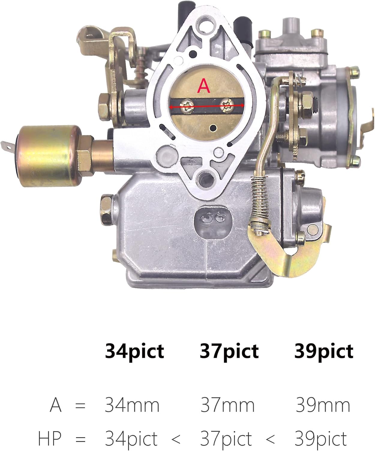 Carburetor 39 PICT for VW Beetles Super Beetles 1971-1979 Dual Port 1600cc Engine 12V Air Cooled Type 1 Engines Automatic Choke Thing Karmann Ghia Squareback Transporte OEM#113129031K,98-1289-B