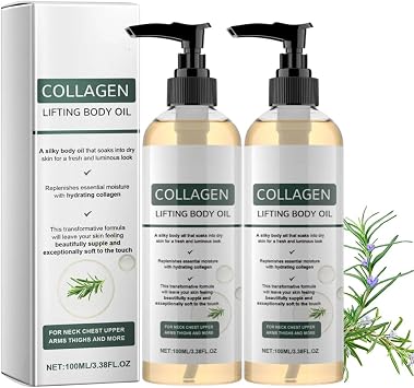 Collagen Oil for Skin Tightening, Collagen Lifting Body Oil, Collagen Oils for Cellulite, Firming Body Oils for Crepey Skin, Reduce Fine Lines, Lift Sagging Skin and Boost Skin Glow, 100ml 2PC