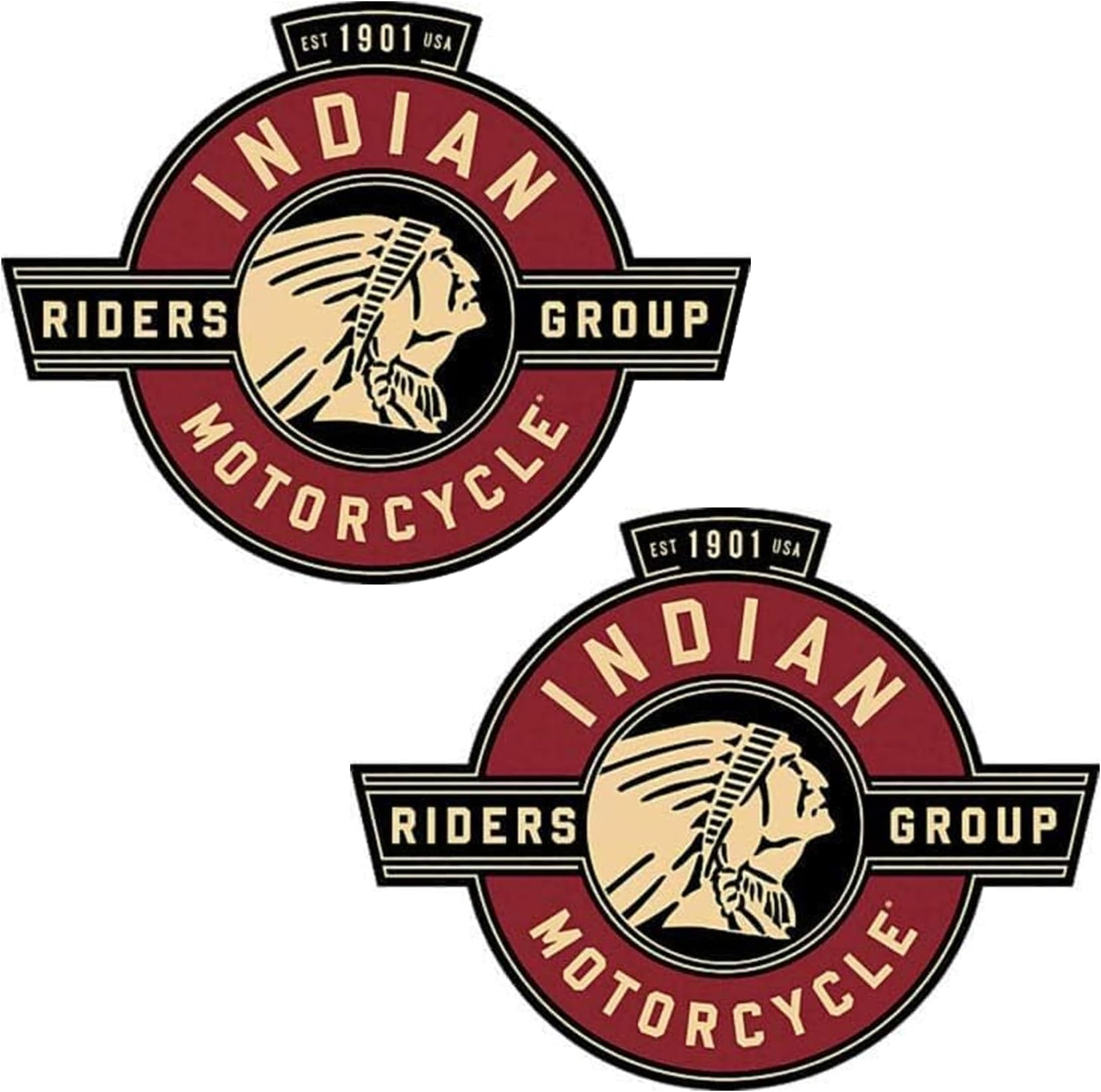 WSQ Indian Motorcycles Riders Group 1901 Vinyl Premium Quality Multicolor for Car Bumper Truck Van SUV Window Wall Boat Cup Tumblers Laptop or Any Smooth Surface 2-Pack 4" Each