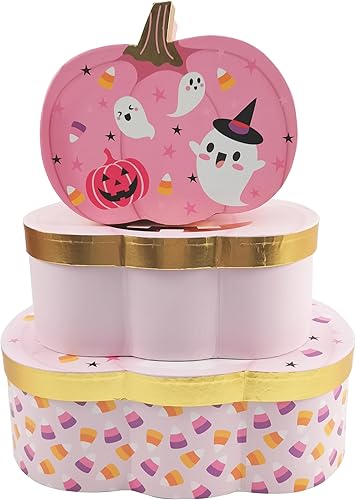 Miniatura 2 de VOTUM Juego de 3 cajas de almacenamiento anidables para las fiestas, contenedores decorativos de cartón apilables con tapas ajustadas y refranes de