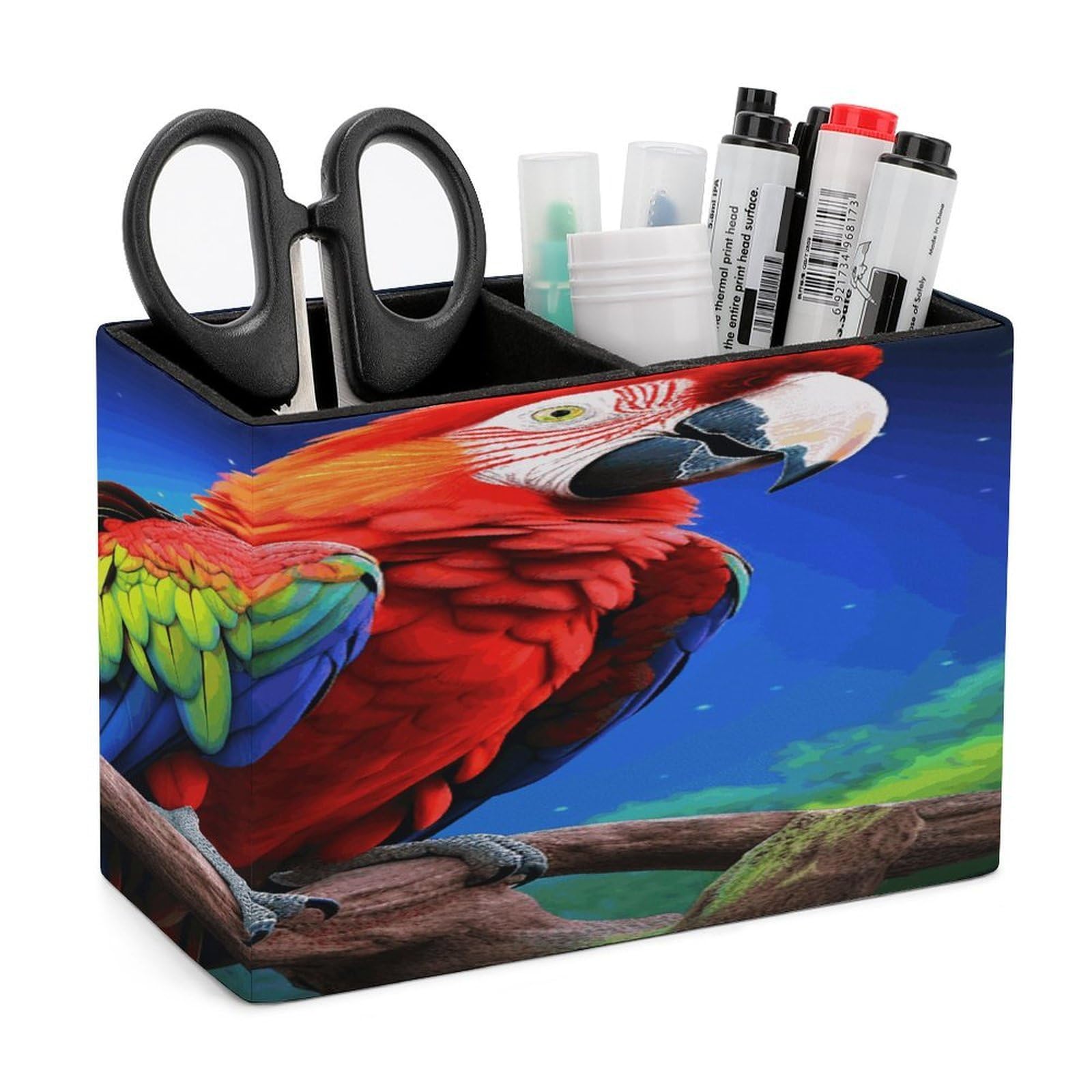JTREHY Parrot Pencil Holder Exquisite Fashion Leather Pen Receptacle Soft High-End Pen Container for Office Home Accessories Or Housewarming Present