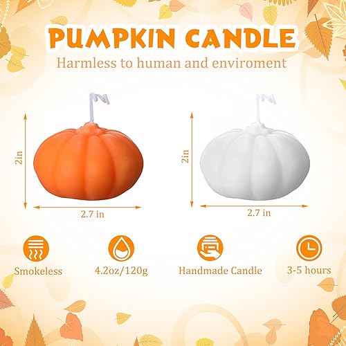 Miniatura 2 de Nuanchu 2 velas perfumadas con forma de calabaza de Halloween, calabaza de otoño, soja, blanco, naranja, decoración del hogar, decoración de otoño
