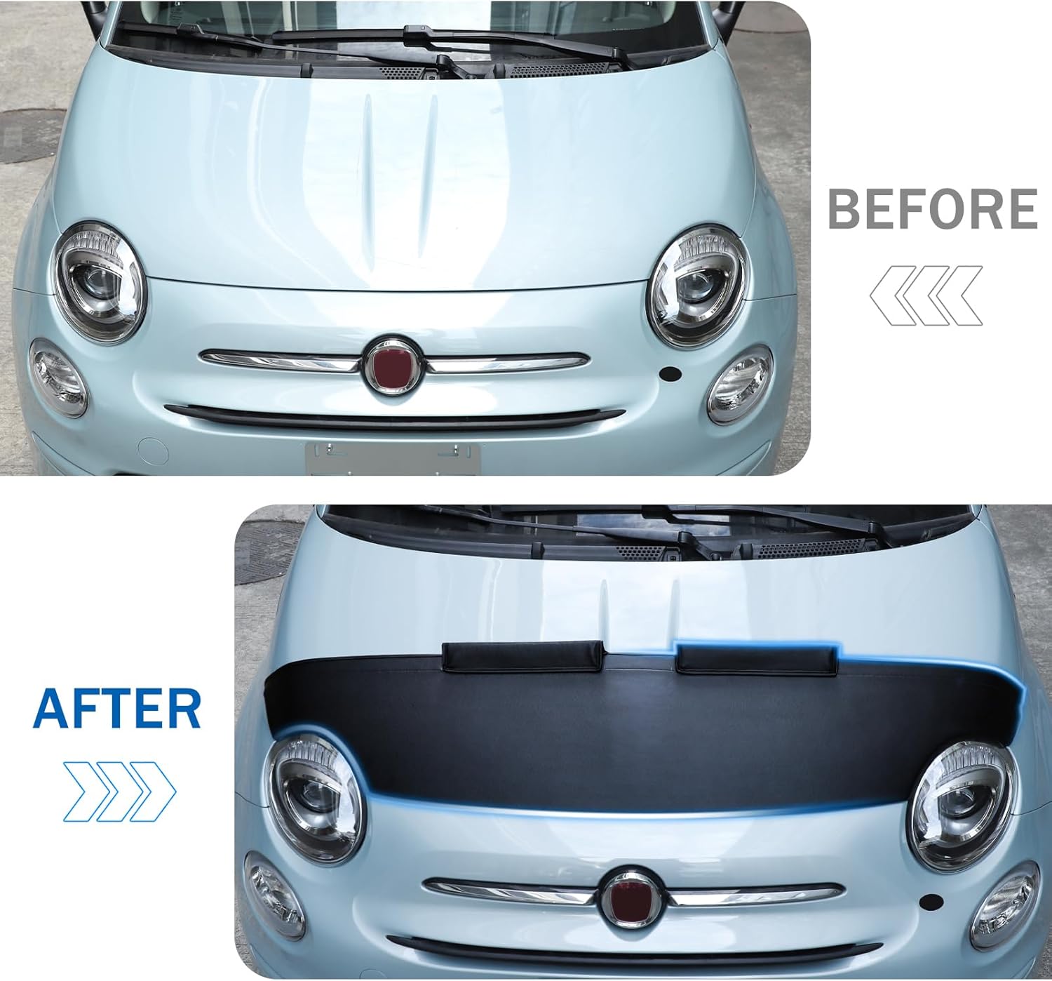 LLKUANG Car Engine Bonnet Hood Bra Compatible with Fiat 500 2007-2026 Front Hood Engine Protective Cover Premium Sand Stone Fender Cover Car Engine Bra Exterior accessories