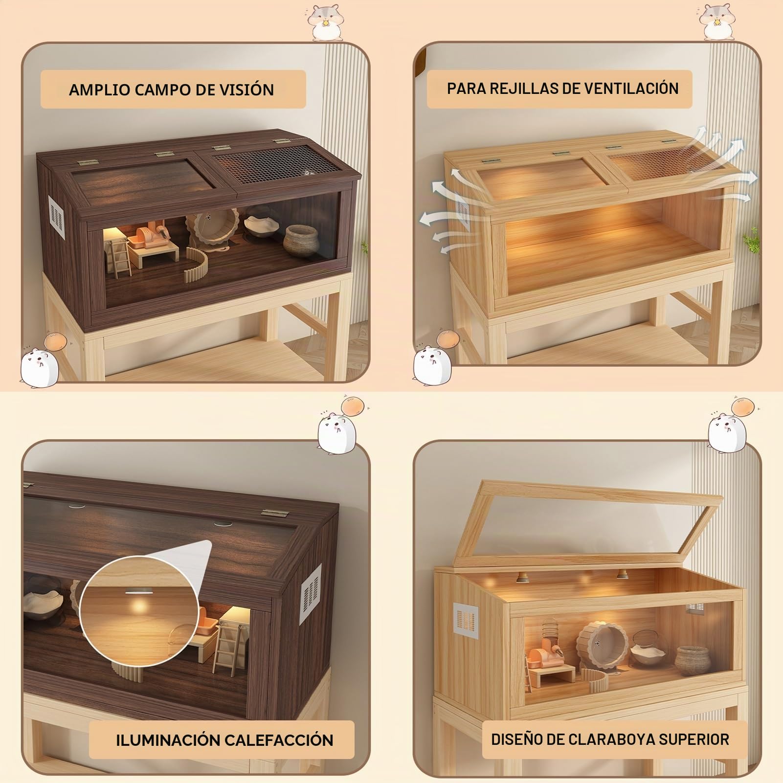 Rutin caja de comida para pollos, jaula para hámster, animales pequeños, fácil de montar y limpiar, hábitat para conejos y cobayas