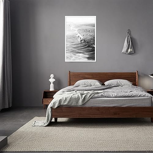 Miniatura 5 de Arte de pared de surf costero en blanco y negro para verano, diseño de olas de Hawaii, pósteres de lona para surfistas costeros, playa, surf,
