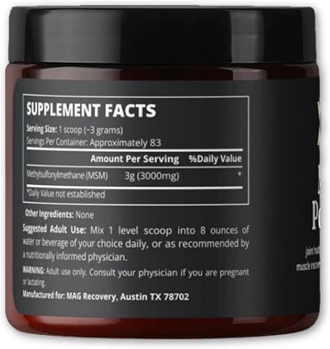 Miniatura 7 de MSM Powder - Cristales de azufre 100% orgánicos para apoyo articular, recuperación muscular, salud de la piel, crecimiento de uñas y cabello,