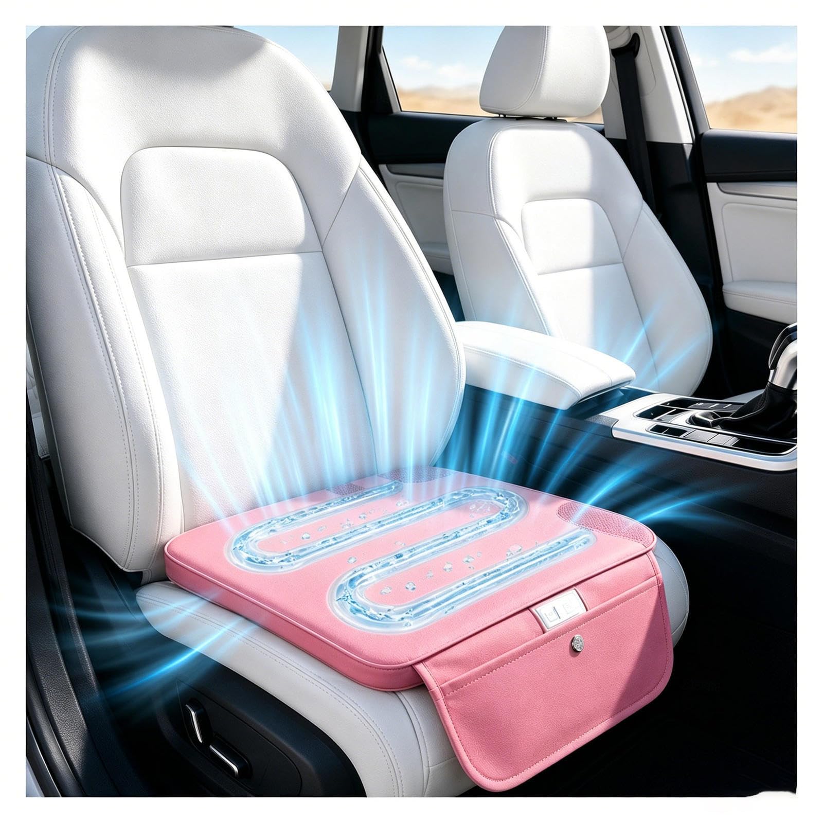 Rongyewxae Liquid Cooling Car Cushion, Easy to carry Seat Coolers for Vehicles, Low Noise Cooling Pad Works with Power Banks,PCs,or Car Outlets,Red