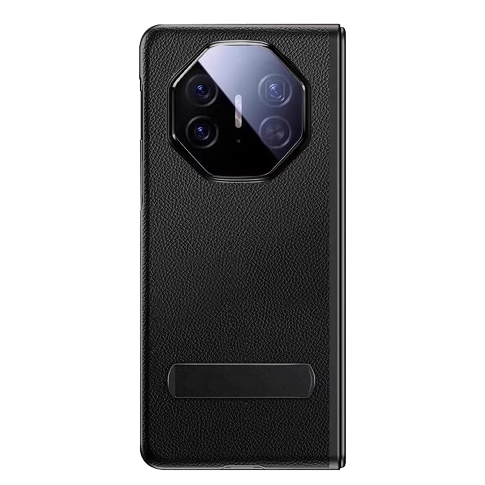 Pokrowiec na Huawei Mate XT, magnetyczne zamknięcie otwierane etui z prawdziwej skóry z funkcją inteligentnego widoku okna luksusowa biznesowa podpórka Shell, czarny, Mate XT