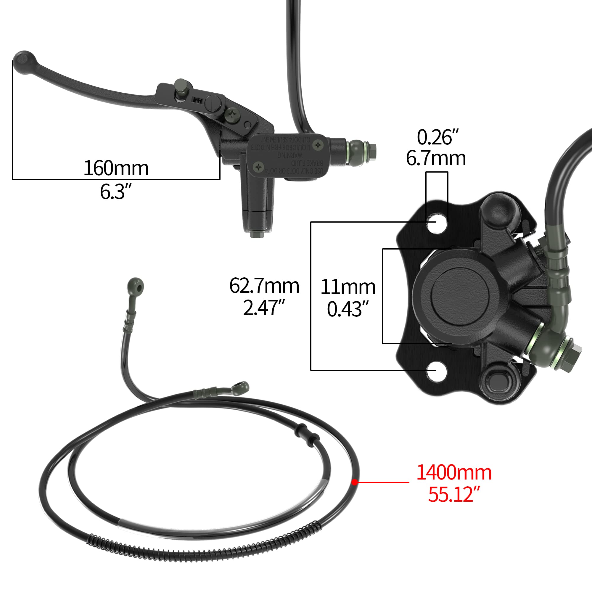 Maître Cylindre Frein Hydraulique Gauche GOOFIT Pour ATV 50cc-250cc Chinois - Remplacement Étrier