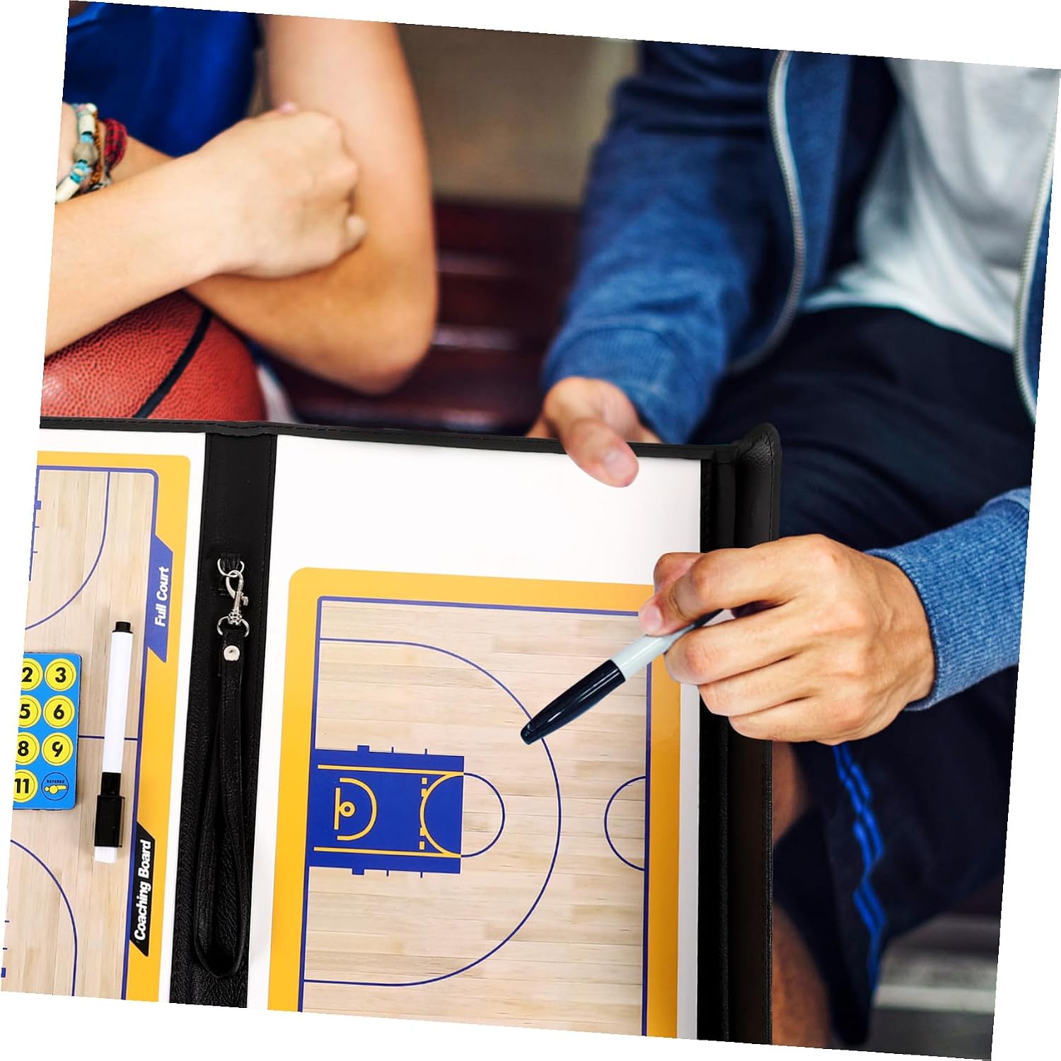Basketball Coaching Board with Dry Erase Marker for Coaches Portable Tactical Match Planning Tool for Basketball Games