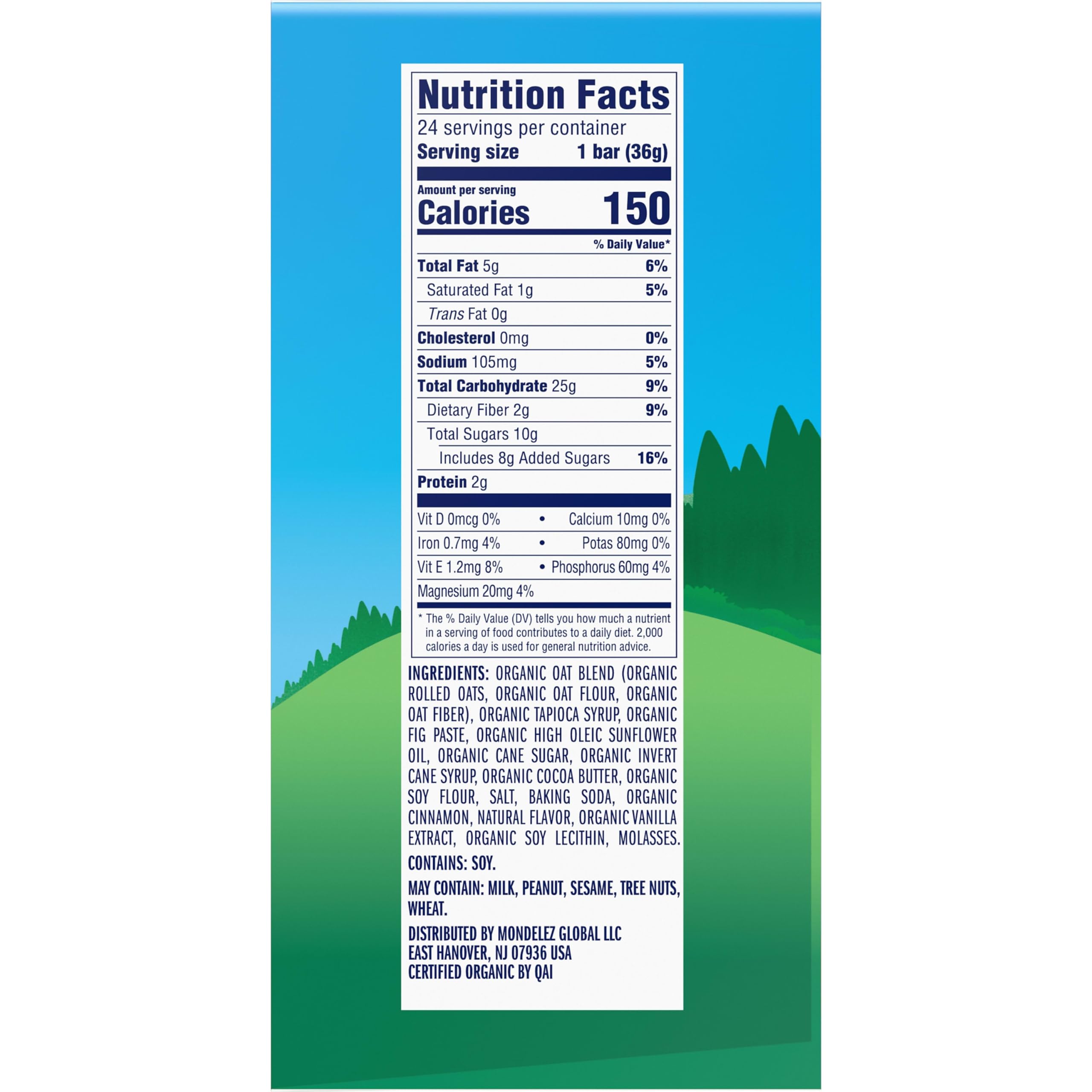 Iced Oatmeal Cookie - Soft Baked Whole Grain Snack Bars - USDA Organic - Non-GMO - Plant-Based - 1.27 oz. (24 Pack)