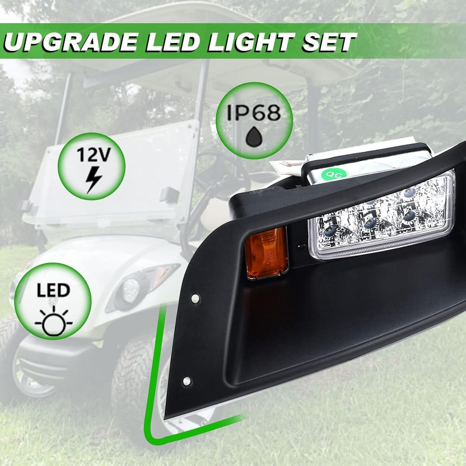 Lochnchn LED Headlight Tail Light Kit Compatible with EZGO TXT 1996-2013 Gas and Electric Golf Carts, Street Legal 12V Head light Taillight Kits