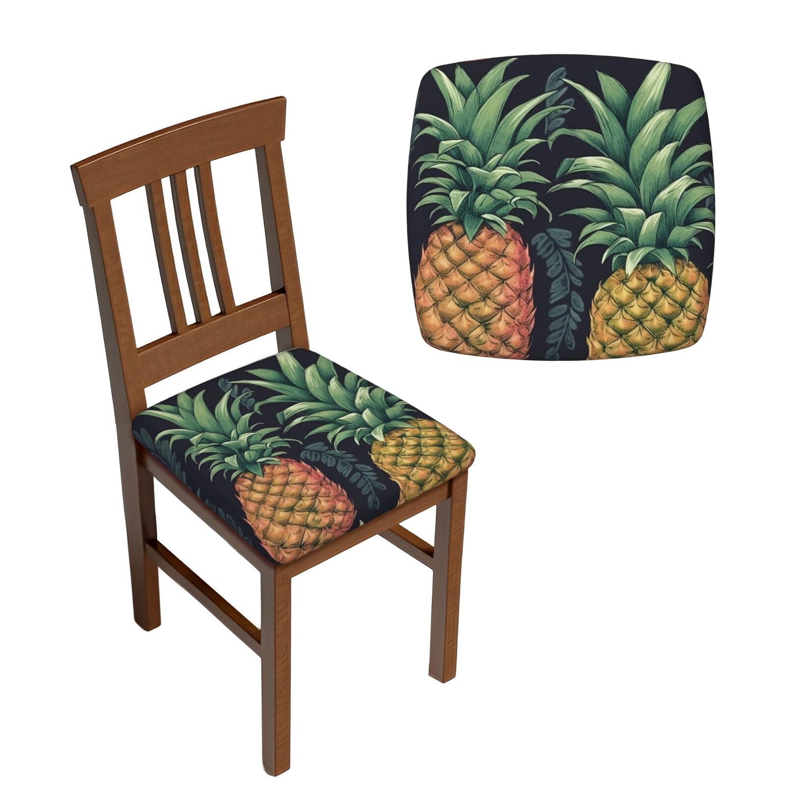 Housses de chaise extensibles lavables : lot de 6 protections amovibles à motif ananas moderne
