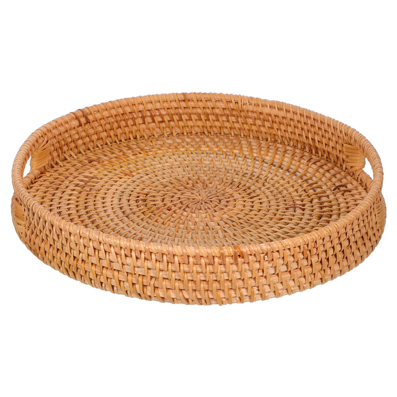 Plateau de service en rotin tressé rond 36 cm pour fruits snacks et rangement cuisine SECFOU
