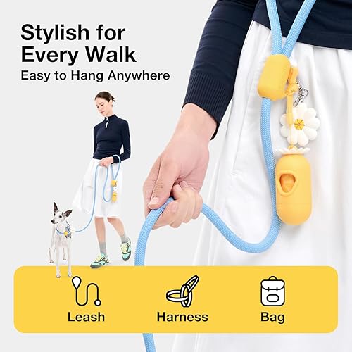 Miniatura 9 de VETRESKA Dispensador de bolsas para excrementos de perro con bolsas de basura perfumadas de margaritas, a prueba de fugas y bolsas extra gruesas