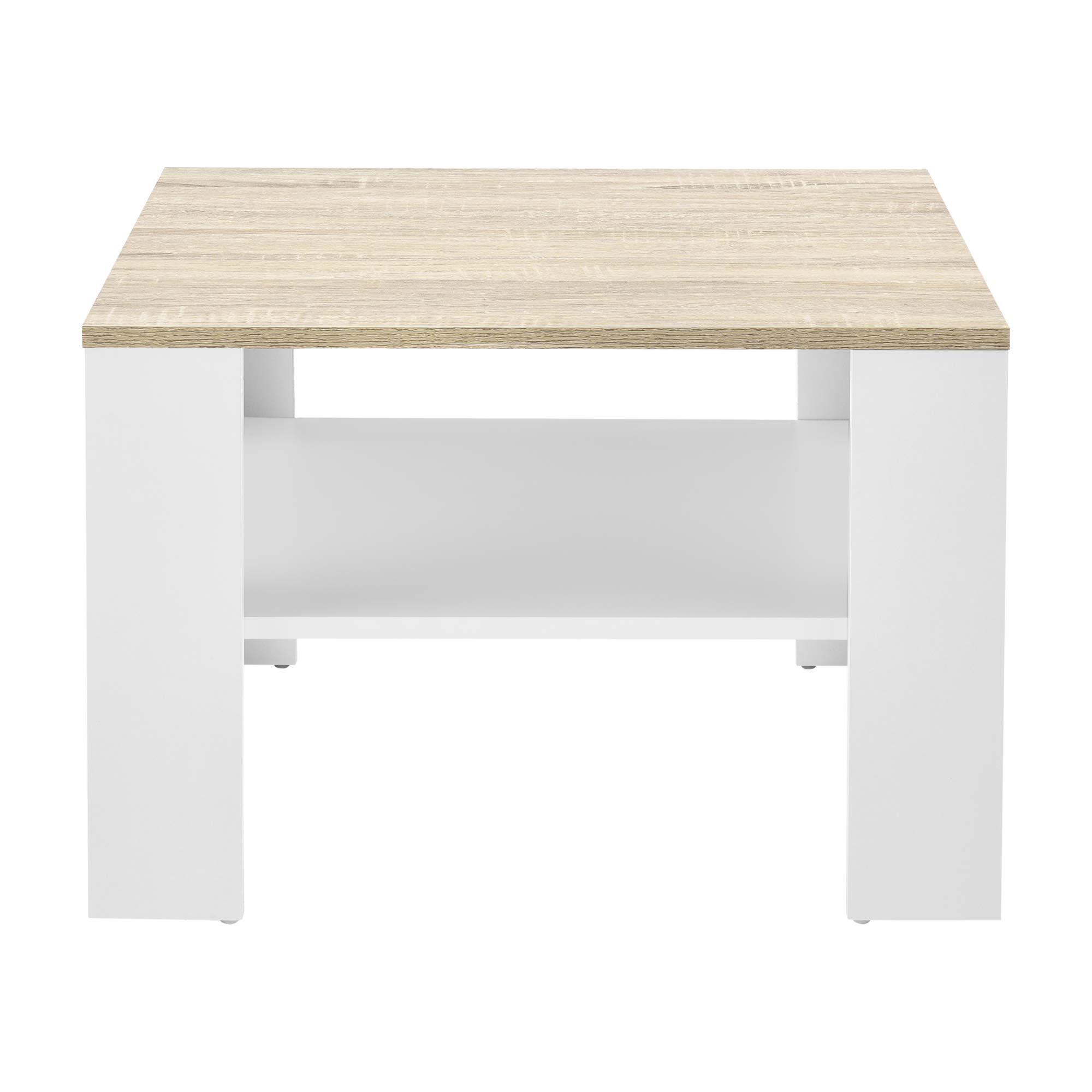 [en.casa] Mesa de Centro con Estante Inferior 60 x 60 x 40 cm Mesa de té Mesa Auxiliar Mesa de Salón Blanco y Efecto Roble