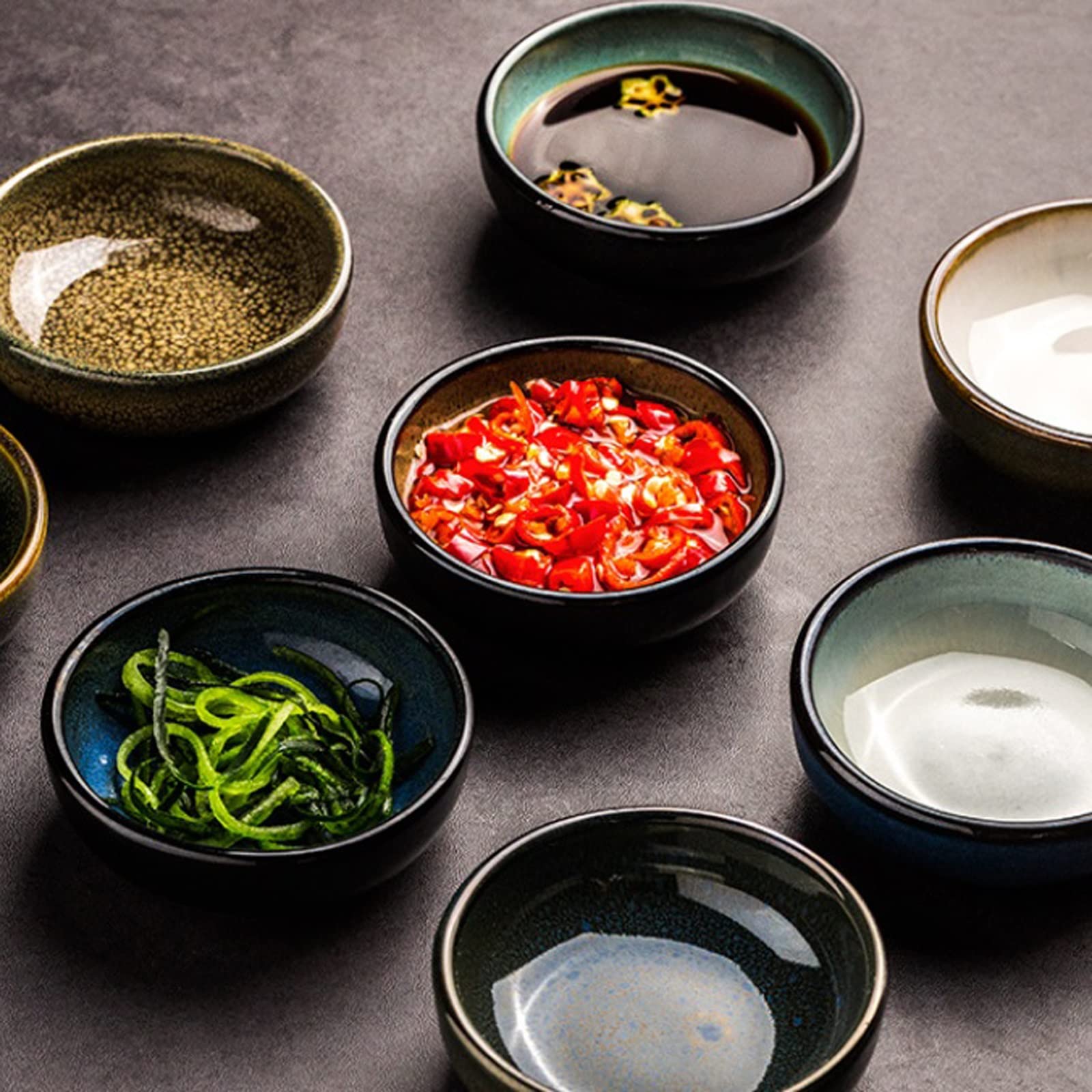 Dessertschalen Dip-Saucenschale 2 Pcs Keramik Butter Gewürzsauce Schale Sushi Platte Home Hot Pot Dip Schale Essig Soja Schale Schale Dip/Dip-Schüsseln Schüssel Set,