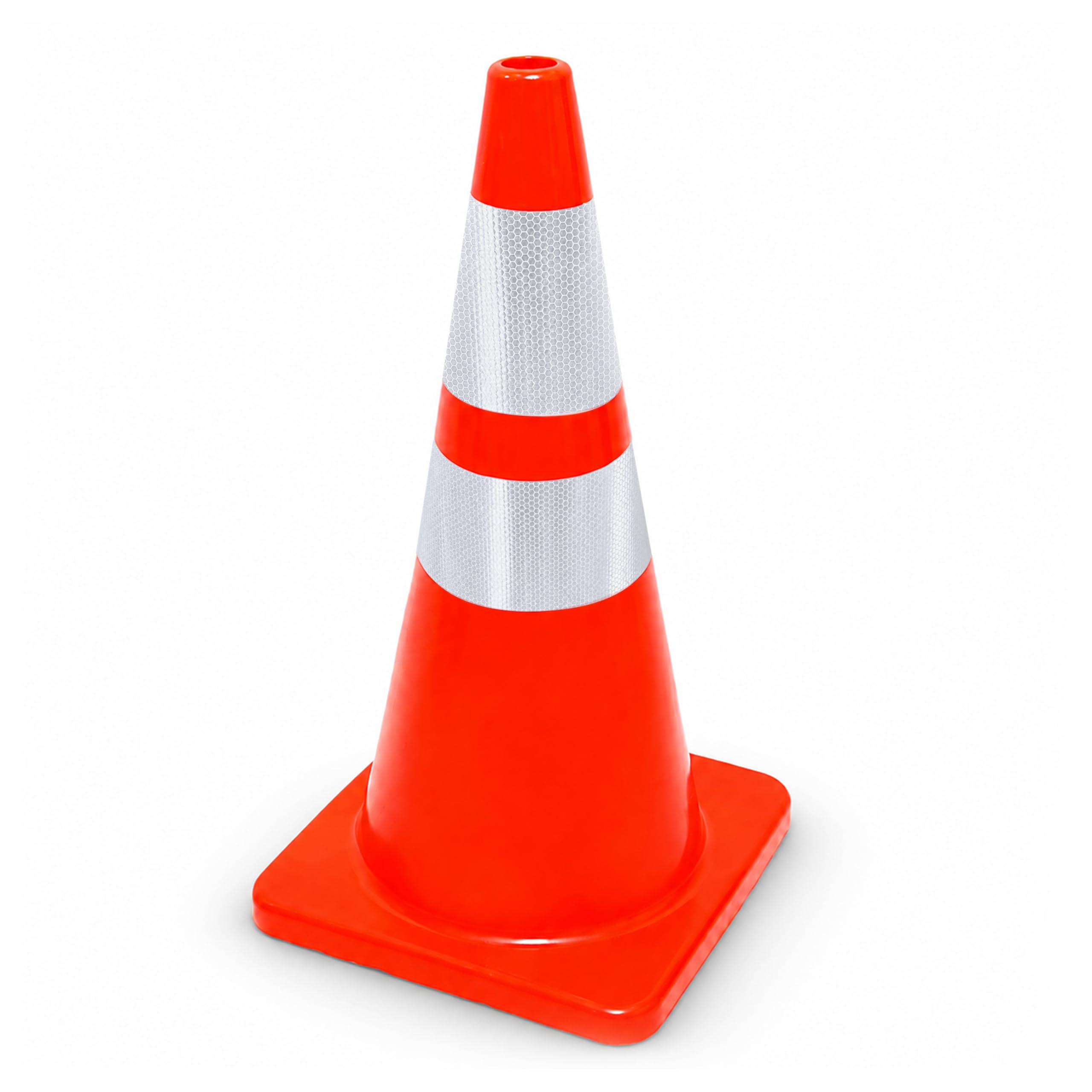 70CM PVC Traffic Safety Cone | Flexible Reflective Road Cone Orange | High Visibility Traffic Cone for Parking, Roadworks, Construction Sites, Driveways, Warehouses & Events - Set of 1