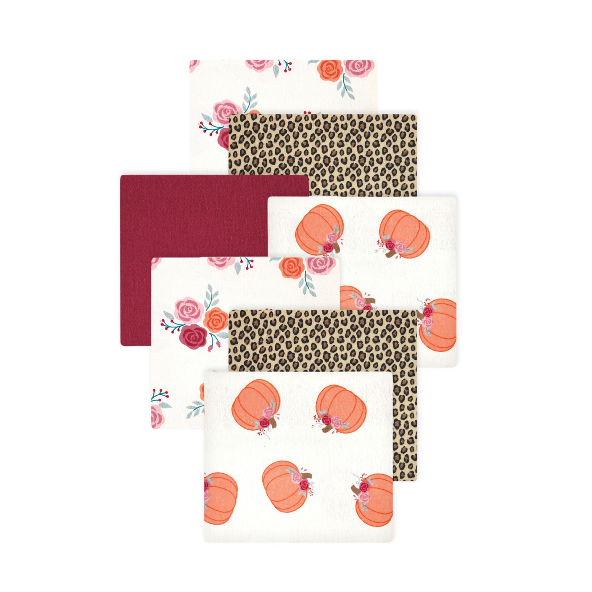 Little Treasure Hudson Baby Cotton Poly Flannel Receiving Blankets Multipack, Orange Cutest Pumpkin, 30x30 inches