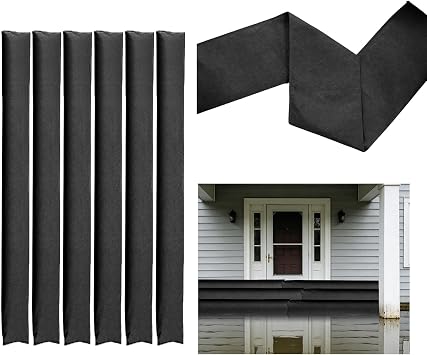 5 PCS 5 ft x 6.5 in Water Activated Flood barriers for Reusable Flood barriers Water Absorbing Flood barriers No Sand Bags and Home Garage Door Basement Green Water Activated Flood barriers Black