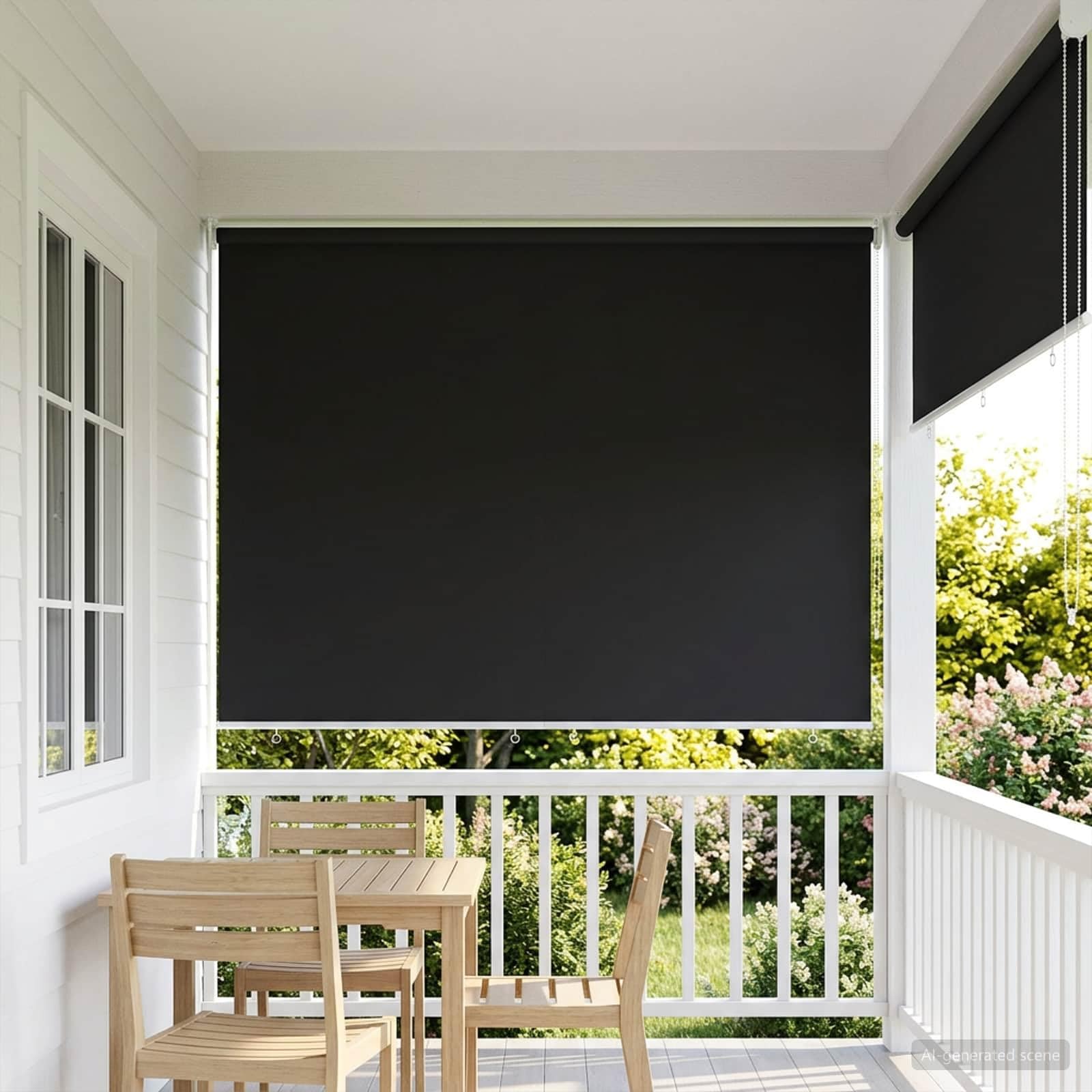 Tenda avvolgibile in poliestere antracite, protezione UV | Controllo termico estate inverno, filtro luce, montaggio a parete o soffitto, vita privata rafforzata