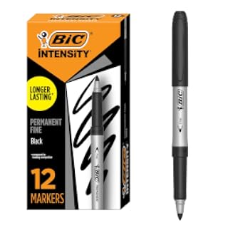 Marcadores permanentes BIC de colores, Negro | Long Lasting Ink, Non-Slip Grip for Comfort and Control, Marks on Most Surfaces, Ideal for Art Projects and Writing