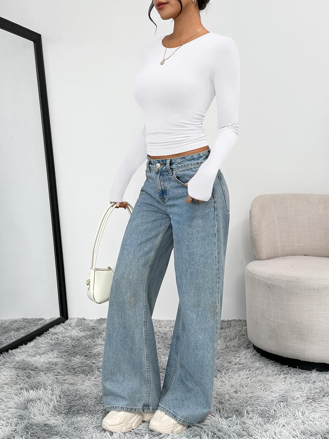 Trendy Queen Womens Long Sleeve T-Shirts Basic Crop Tops 2026 Spring Fashion Outfits Going Out Winter Clothes - Image 6