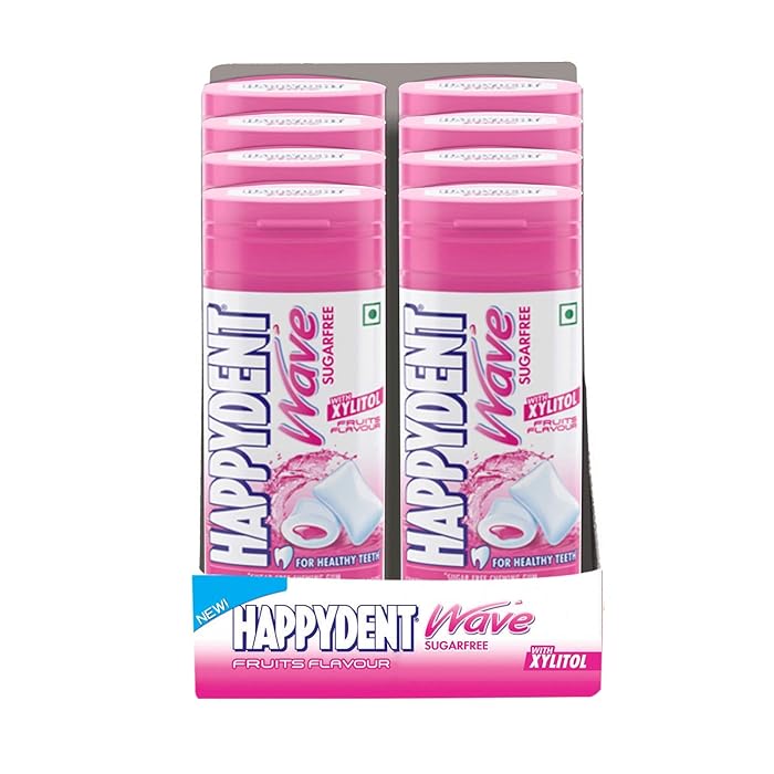 Buy Happydent Wave, Xylitol Sugarfree Fruity Flavour, Bubble Gum Bottle