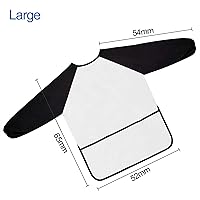 Vista 2 de Batas artísticas para niños, delantal de pintura con manga y 3 bolsillos, juego de 2 unidades, color negro y blanco