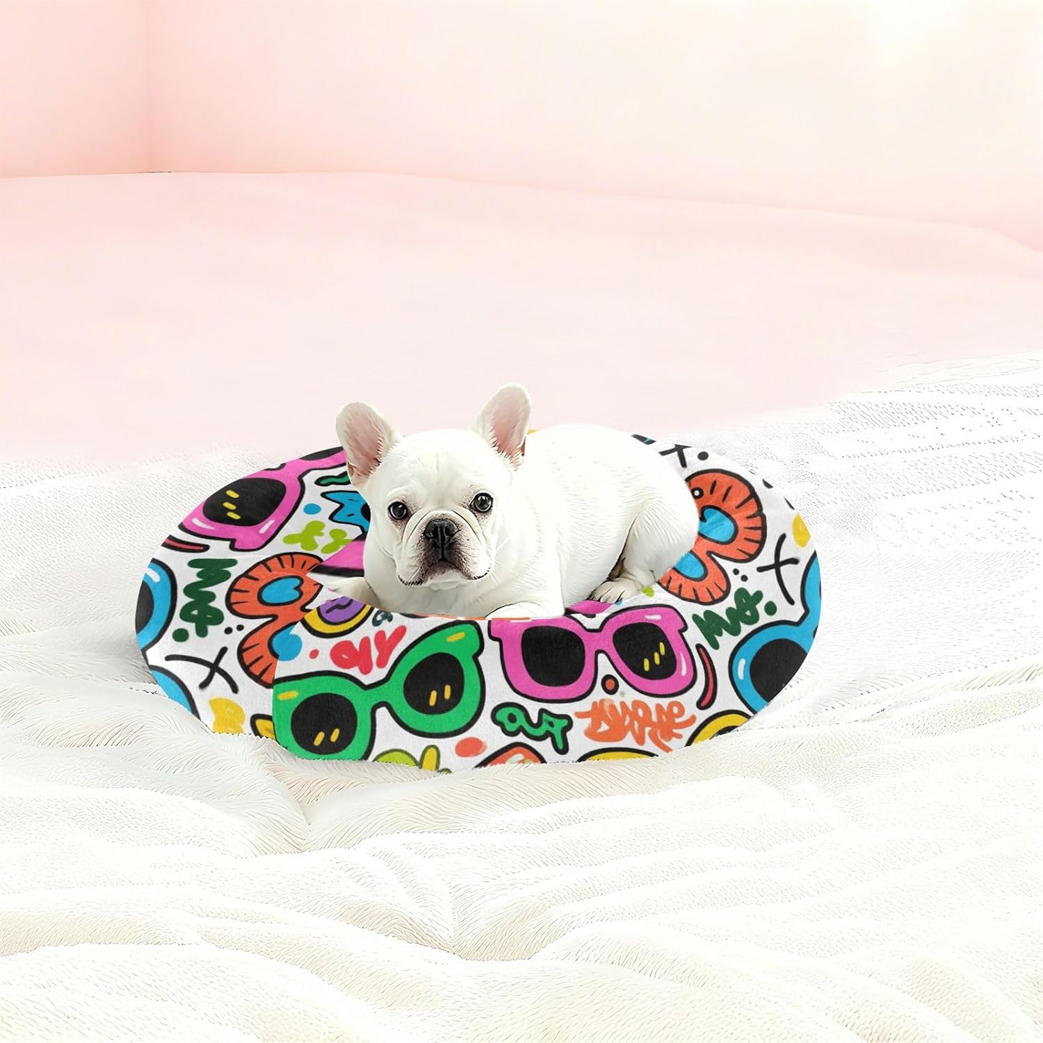 Sunglasses Doodle Pet Cat Beds Anxiety Relief Dog Pillow Bed for Extra Small Size Pets Supplies M