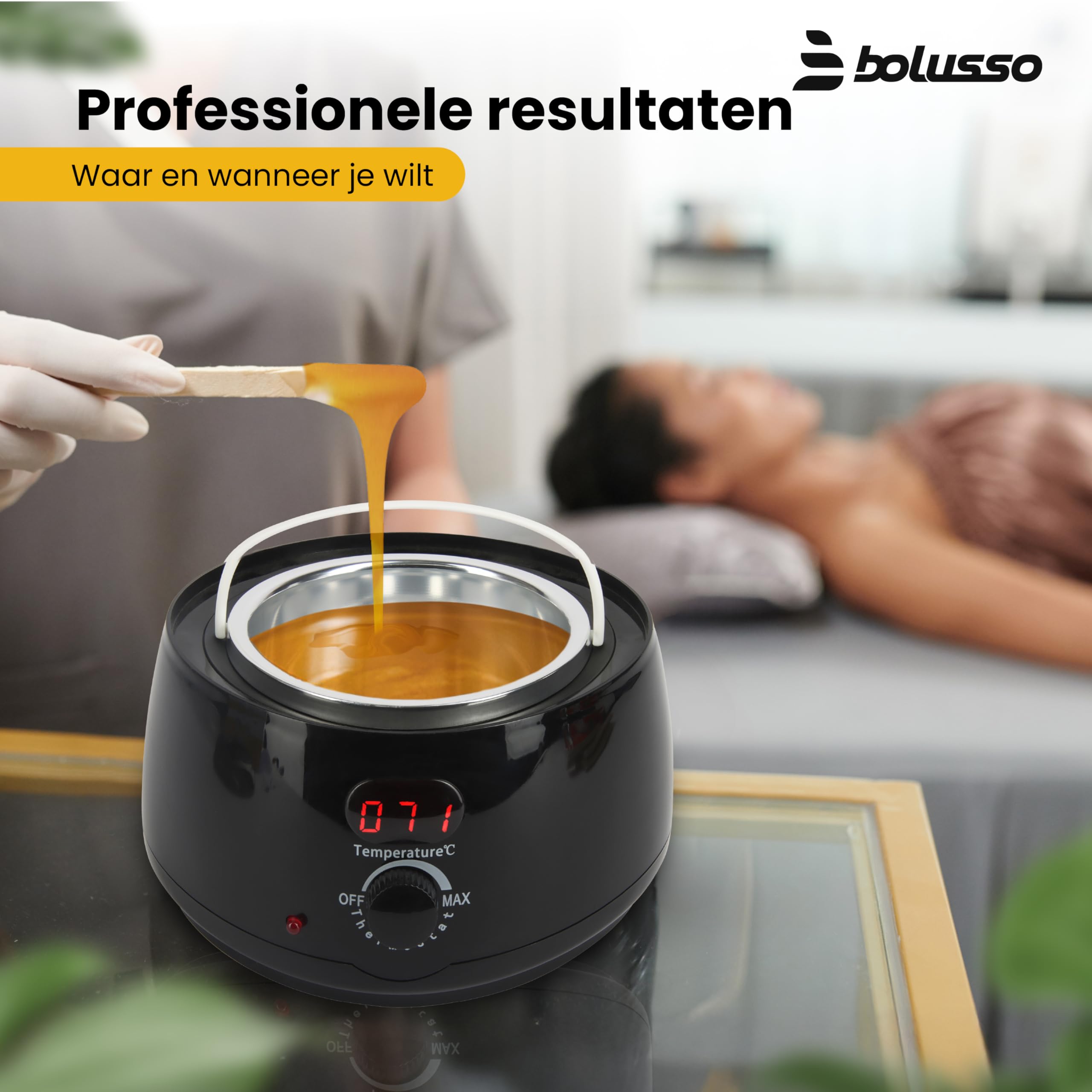 Dispositivo per la cera, set di depilazione, con scaldabagno, 5 tipi di fagioli di cera (500 g), 50 bastoncini di cera, temperatura regolabile 30 – 120 °C, set di cera per la casa e il salone