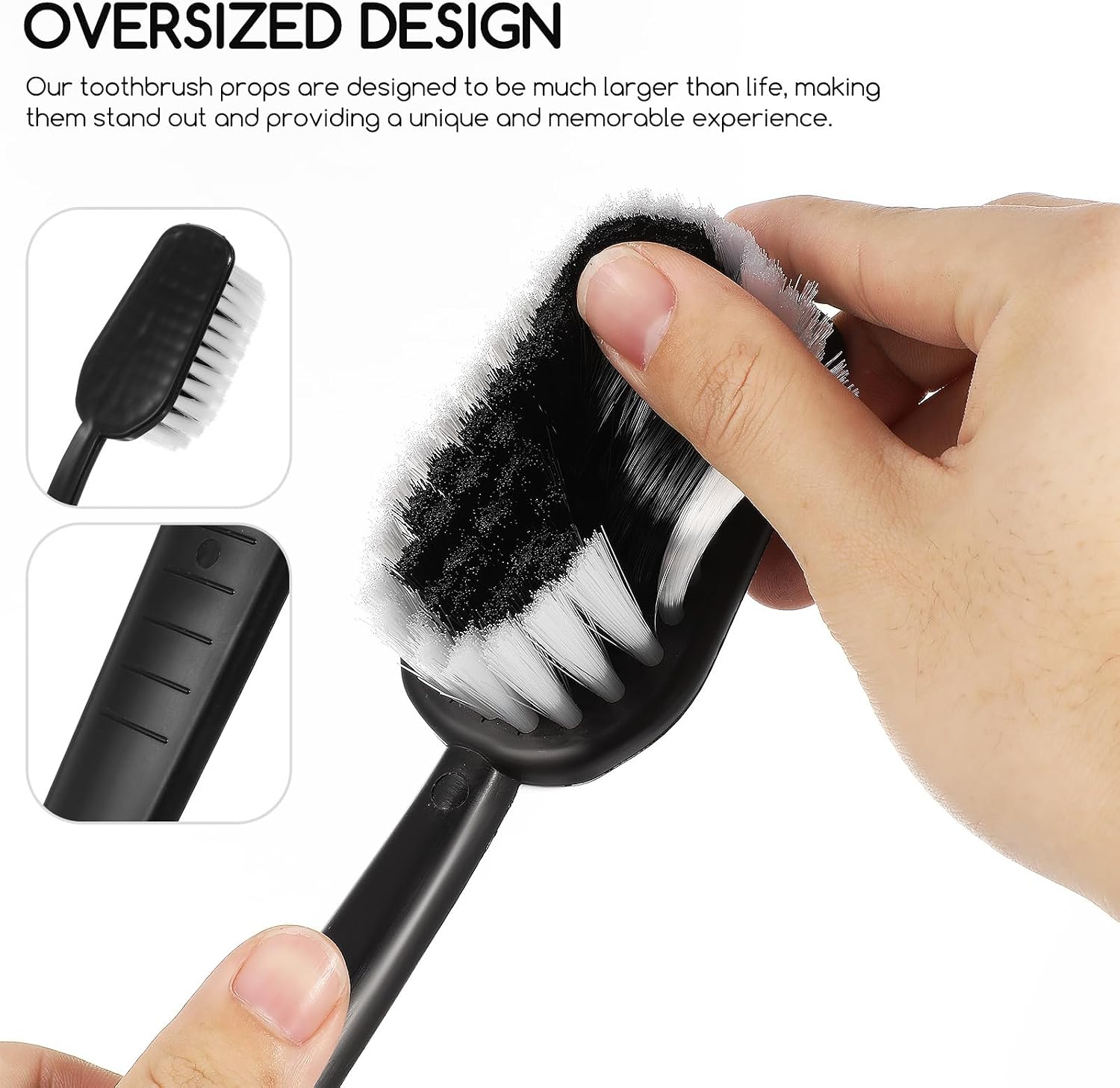 Amosfun 3pcs Giant Toothbrush Props Huge Toothbrush Novelty Toy Classroom Teaching Tool Pet Grooming Brush 15.5 Inch Long