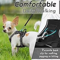 Vista 4 de Eagloo Arnés para perro pequeño, sin tirones, chaleco de servicio con tiras reflectantes y asa de control, ajustable y cómodo para caminar, arnés