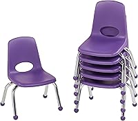 Vista 26 de Factory Direct Partners 10367-BL Silla escolar apilable de 16 pulgadas, asiento apilable para estudiantes con patas de acero cromado y rodamientos