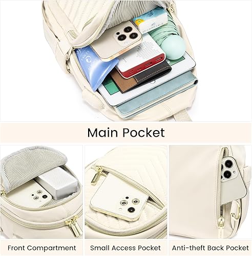 Miniatura 3 de LOVEVOOK Bolso bandolera pequeño para mujer, mochila cruzada a la moda, mini bolsa de hombro, bolsa de pecho para viajes, senderismo, Blanco sucio