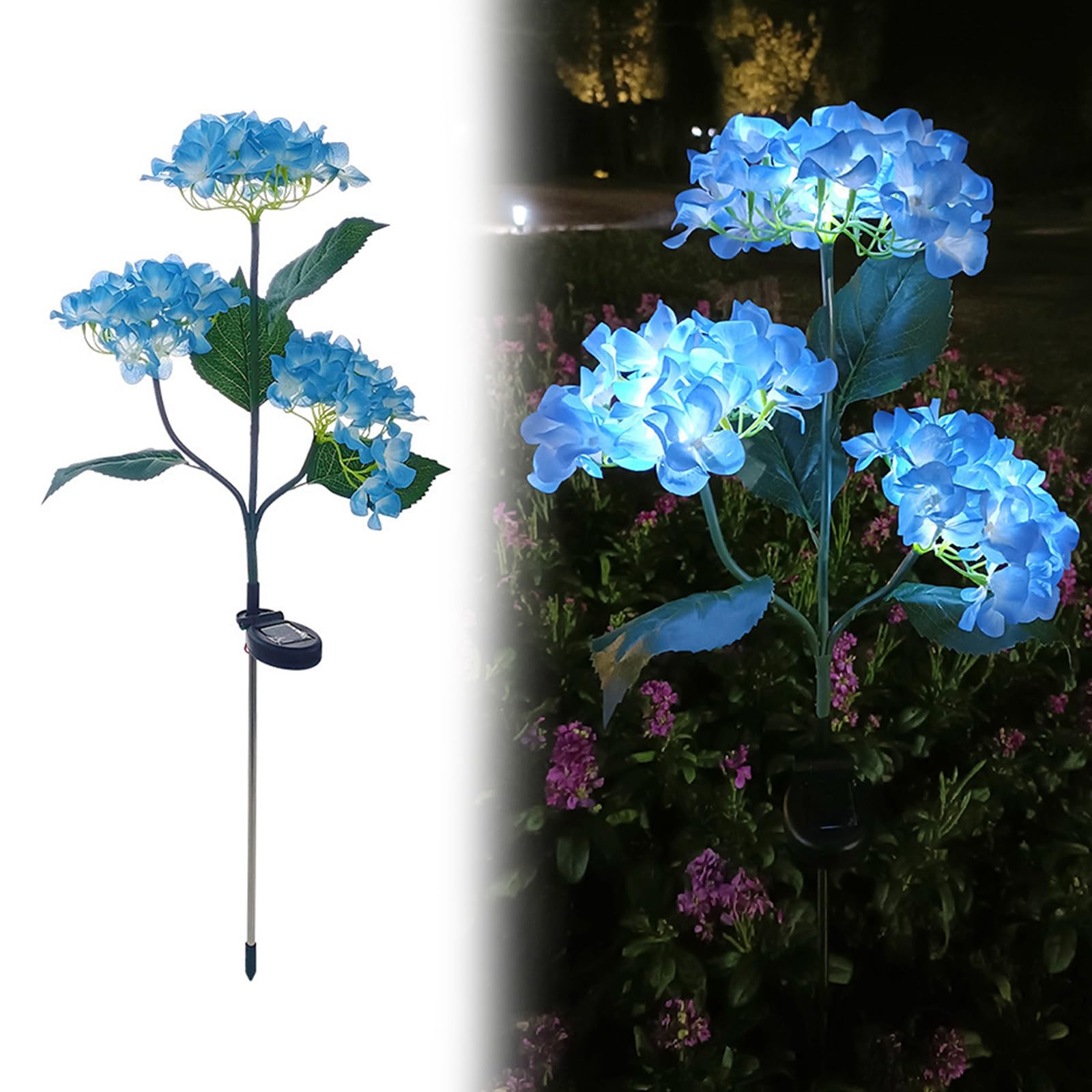 QUNZIDRESS Solar Garden Lights Outdoor Hydrangea Flower Lights, Colorful Ground Plug Hydrangea Flower Light for Pathway Patio Backyard Landscape Yard Decor, Garden Decoration, 10H Lighting Time
