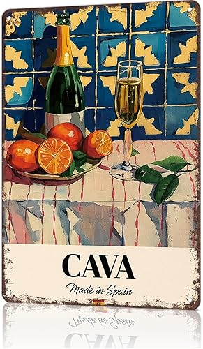 FANPOK Cartel de metal vintage divertido póster de cava español, arte de pared para el hogar, sala de estar, oficina, bar, decoración de 8 x 12