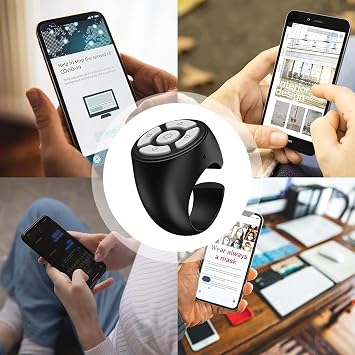 Fingertip Wireless Bluetooth Remote Control, Scrolling Ring for Iphone, Remote Control Ring Finger, Compatible with IOS & Androids