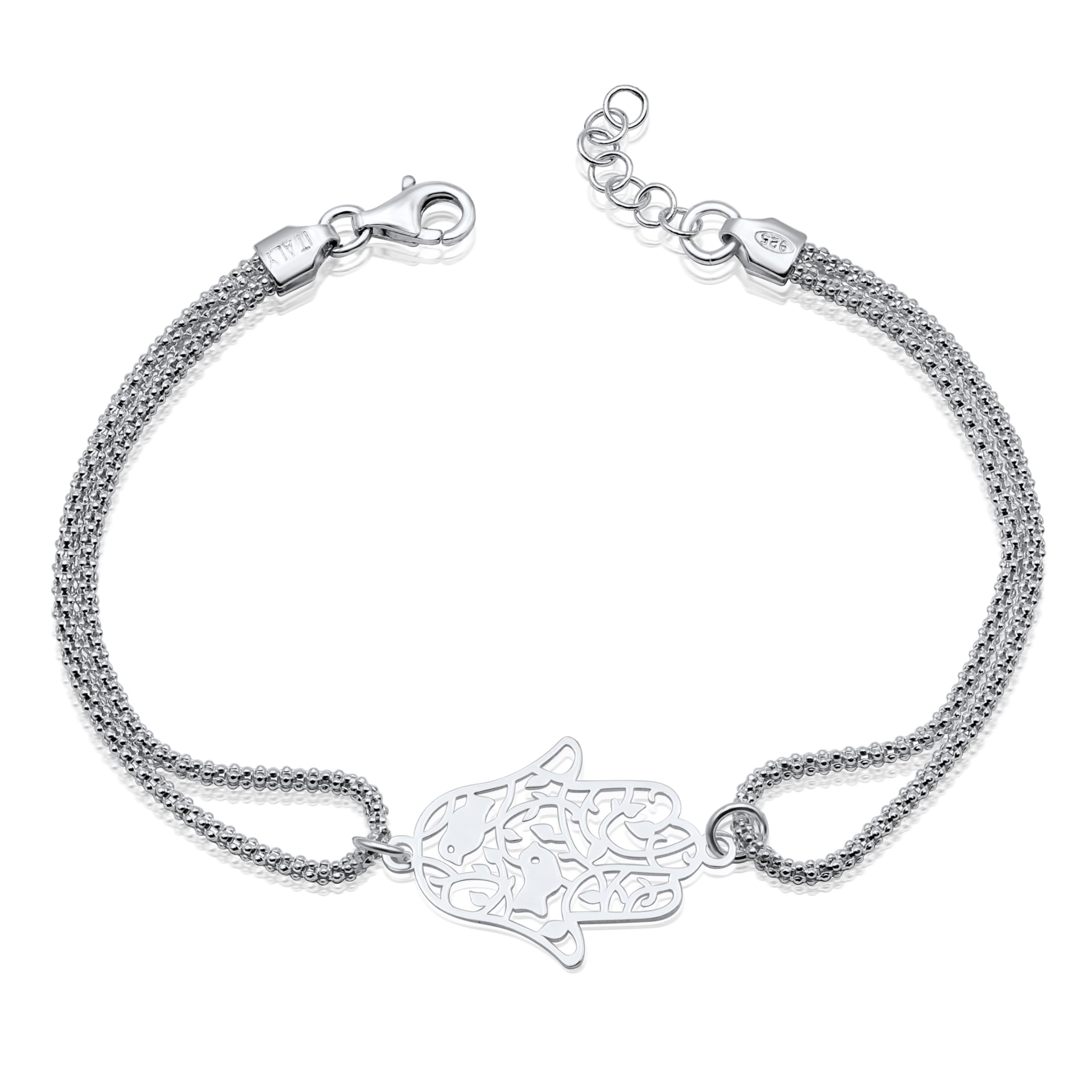 Aka Gioielli® - Bracciale Donna Argento 925, Braccialetto Infinito/Albero della Vita/Mano di Fatima in Argento 925, Regalo per Donne e Ragazze - lunghezza regolabile