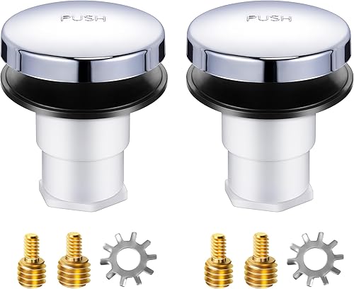 Paquete de 2 tapones de drenaje desplegable para bañera, tapón de drenaje de bañera con pernos de rosca de 38 pulgadas, 516 pulgadas y arandela de