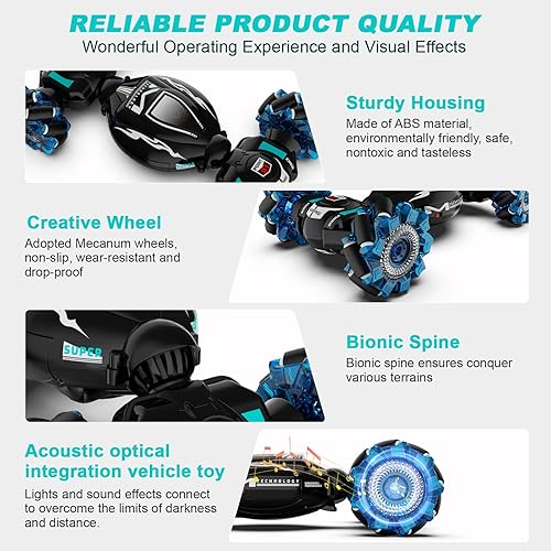 Miniatura 5 de Coches de control remoto, juguete de acrobacias con detección de gestos para niños y niñas de 6 a 12 años, juguete de control remoto de mano 4WD de