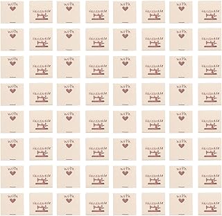 100枚入り ハンドメイド 布ラベル:ミシン型紙付き ハンドメイド 縫い付けラベル - ポリエステル生地 ハンドメイド 洋服バッグ用タグ