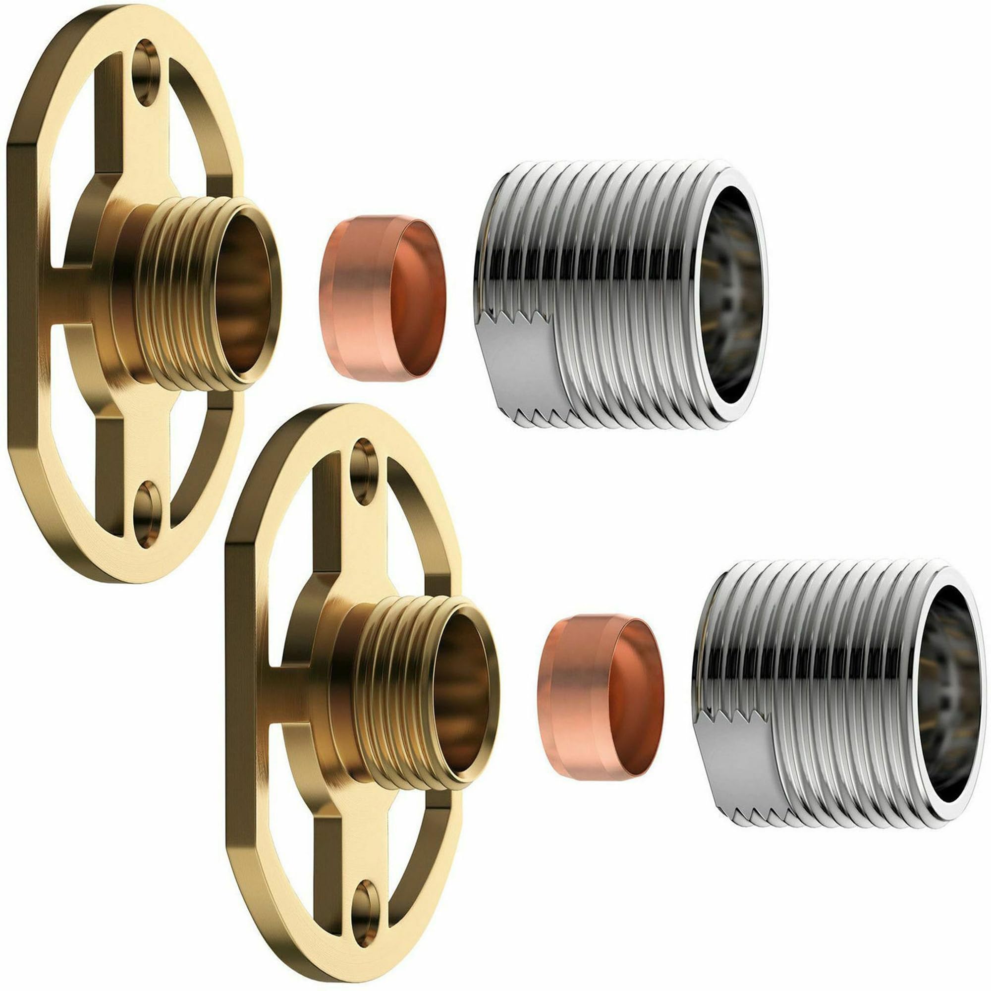 The Home Store Brass Bsp Wall Mounting Bar Valve Fixing Brackets – Easy Fit Shower Fixing Kit For Bar Shower, Bath Mixer Tap, Exposed Thermostatic Shower Valve – Includes Wall Fixings