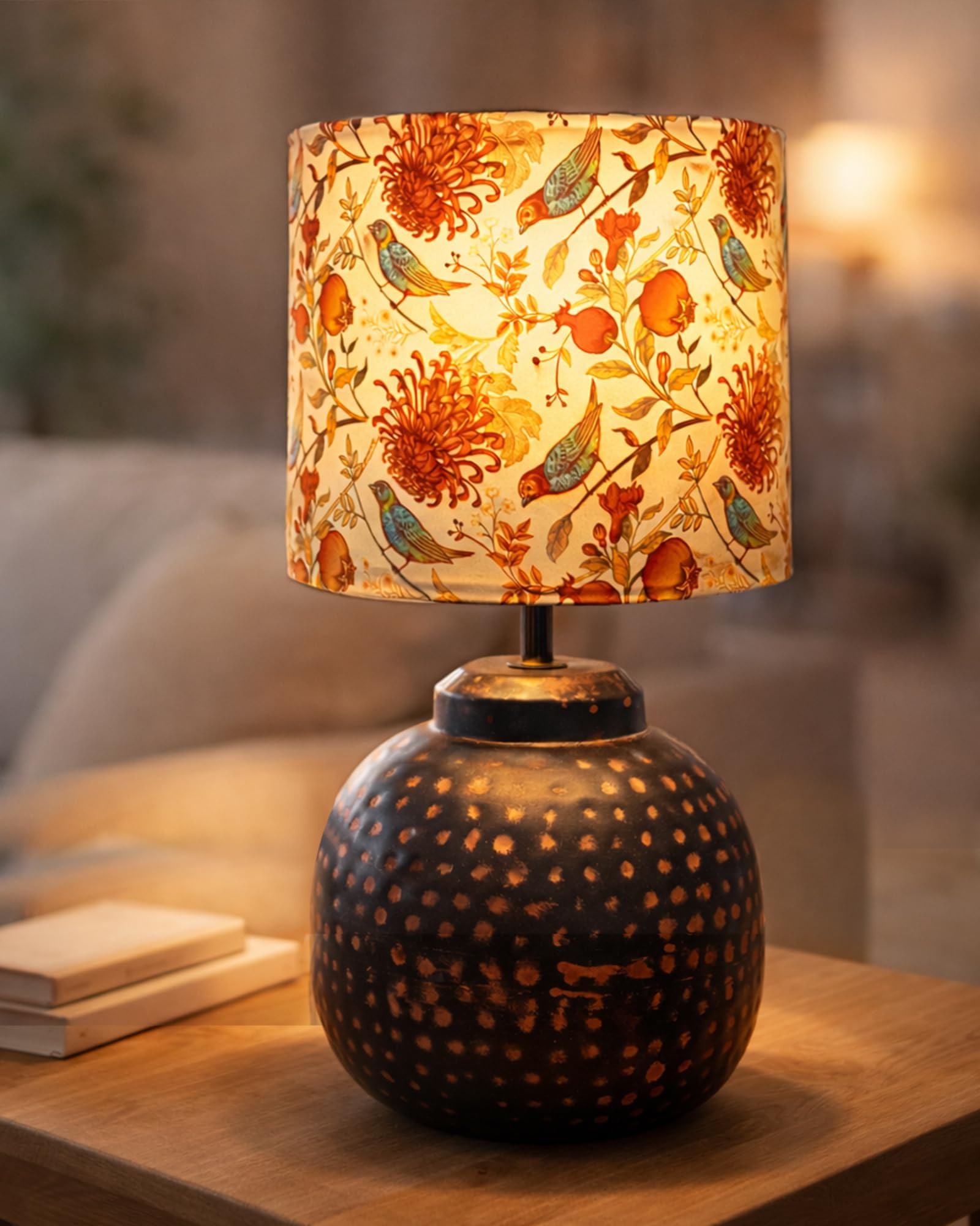 Ginger Jar Antique Table Lamp, Table Lamp For Living Room Decoration, Lamps For Bedroom, Side Table Lamp For Bed, Desk Study Home Officer Work Lamp, Office Work Room Hammered Oil-Rubbed Bronze, Birds