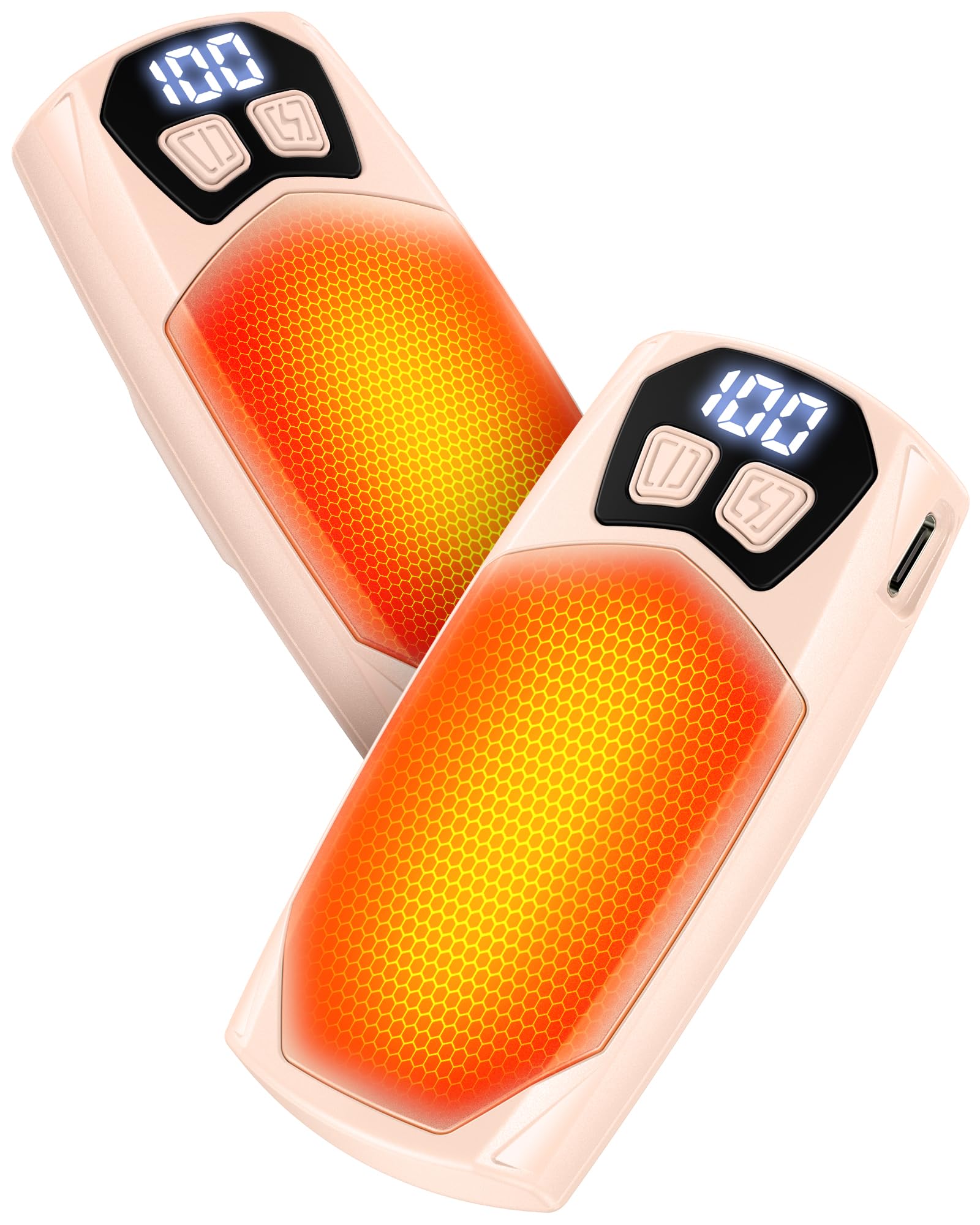 Kesguar Hand Warmers Rechargeable 2 Pack - 6000mAh AI Electric Handwarmers with LED Display & 5 Level Heating, Up to 20H Long Lasting, 2 in 1 Portable Heater, Gift for Women/Men/Golf/Camping