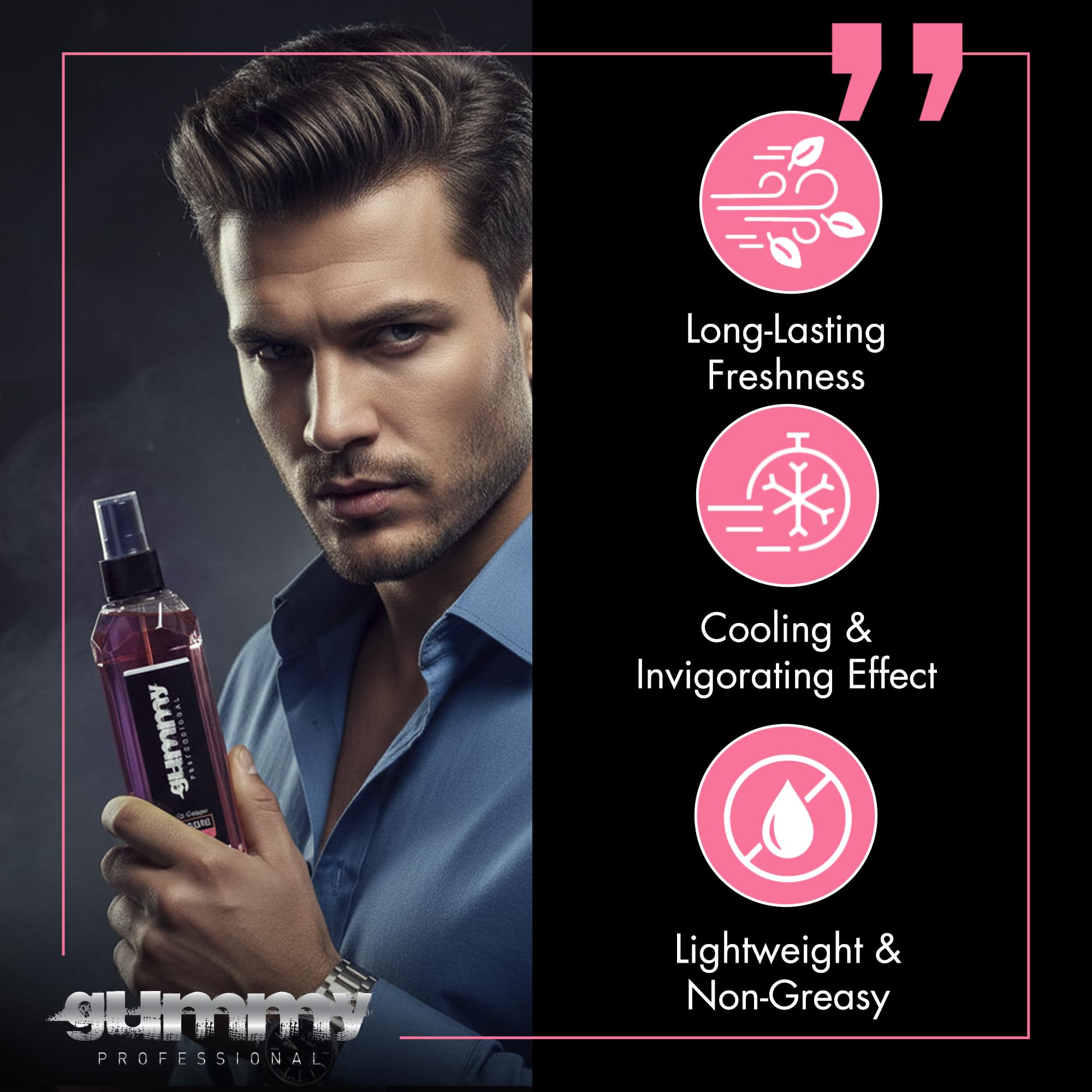 Gummy Quartz Eau de Cologne Spray 400 ml – orzeźwiająca woda zapachowa po goleniu – Unisex woda do golenia o mineralnym świeżym zapachu – Barber Cologne dla mężczyzn i kobiet