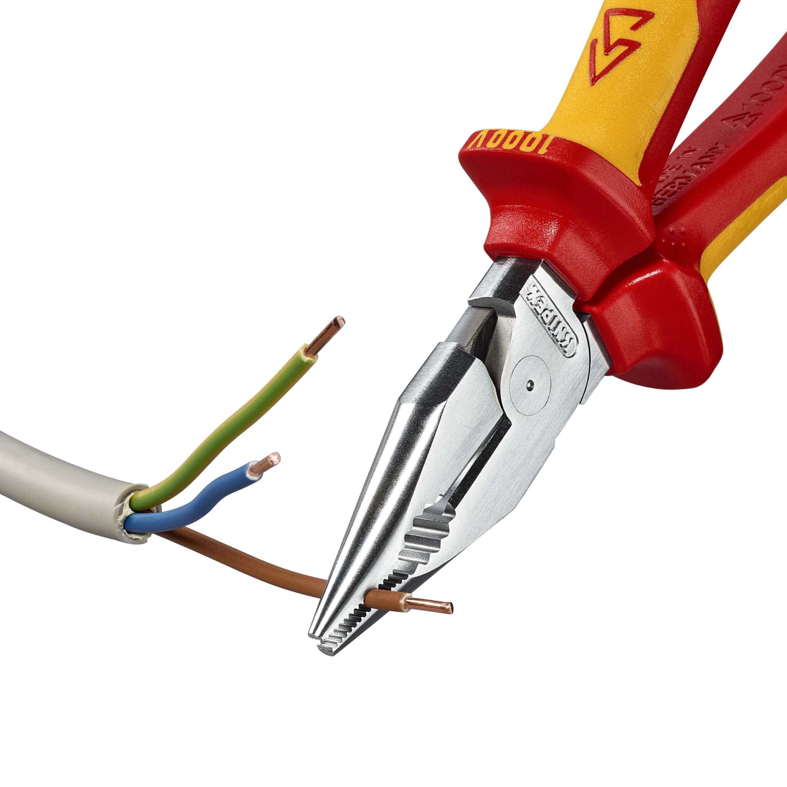 KNIPEX Spitz-Kombizange verchromt isoliert mit Mehrkomponenten-Hüllen, VDE-geprüft 185 mm, 08 26 185