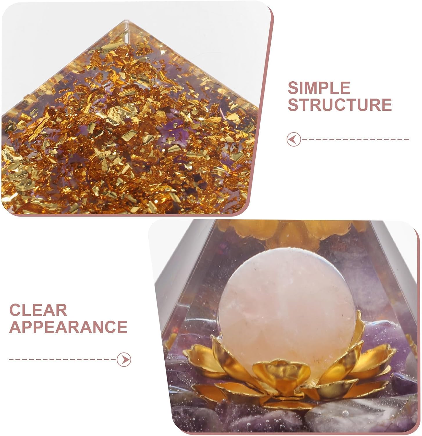 BESPORTBLE Mini Crystal Pyramid Model with Comfortable Feel and Expertly Polished Finish, Unique Design Sculpture for Home and Car Décor, Versatile Style and Luxurious Feng Shui Ornament