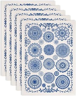 SUPERDANT 5PCS Mandala Pattern Underglaze Paper Transfer Flower Transfer Paper for Clay Ceramic Porcelain Under Glaze Transfers for Pottery Enamel Decals Blue Underglaze Decal Papers